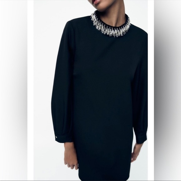 Zara beaded collar mini dress size L - Picture 7 of 16